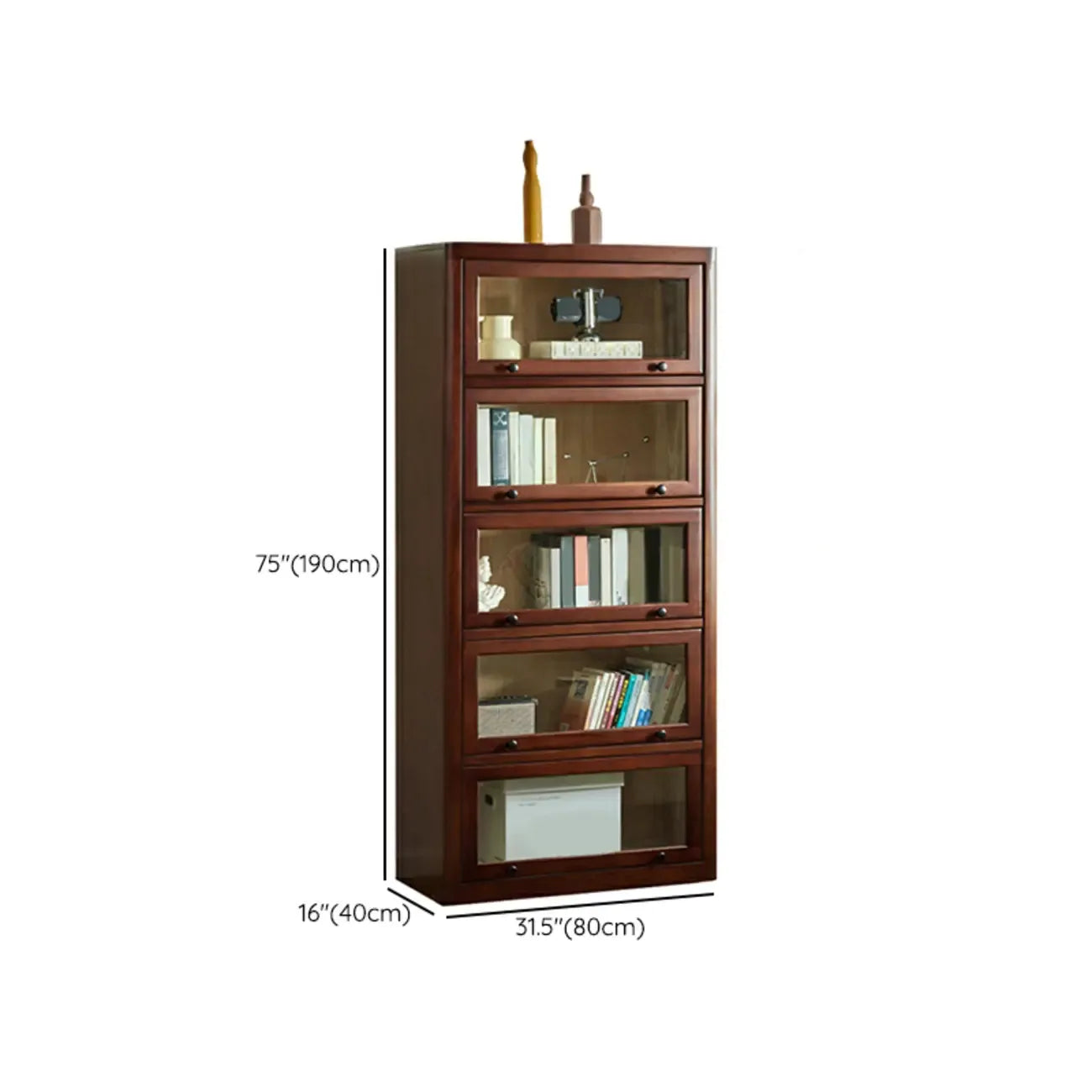 Armoire de rangement classique en bois brun avec verre inversé