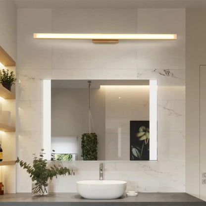 Applique murale élégante en bois avec abat-jour en acrylique pour salle de bain