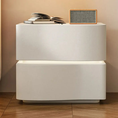 Table de chevet moderne à 3 tiroirs en bois blanc ondulé