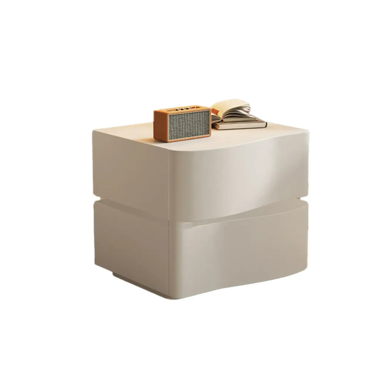 Table de chevet moderne à 3 tiroirs en bois blanc ondulé