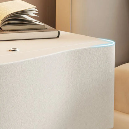 Table de chevet moderne à 3 tiroirs en bois blanc ondulé