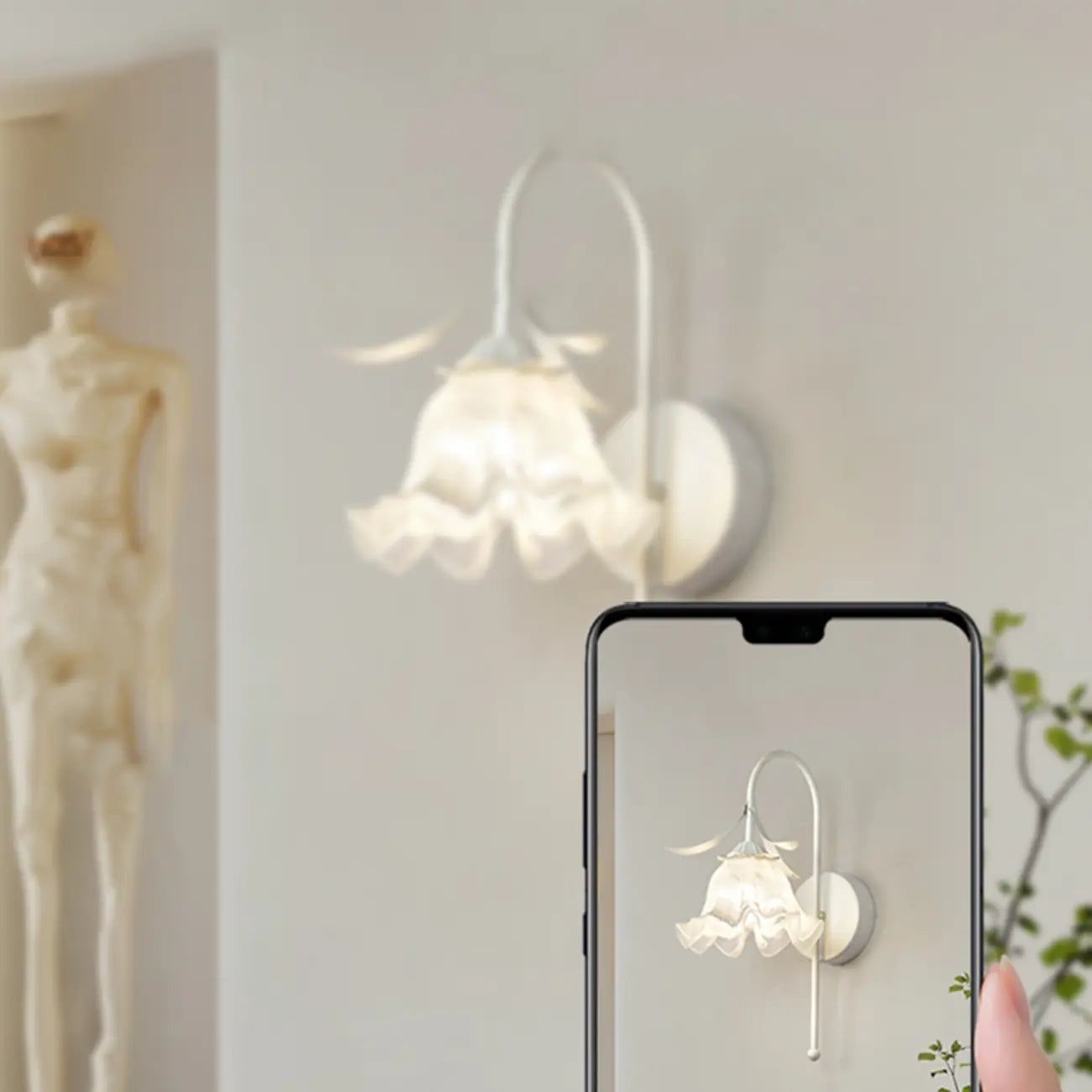 Applique murale blanche moderne à motif floral pour salon