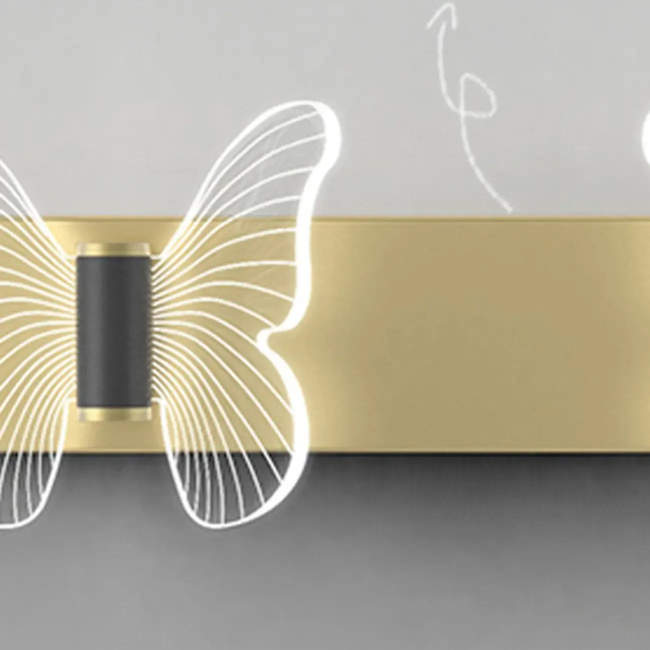 Applique murale LED papillon unique avec base en bois pour chambre