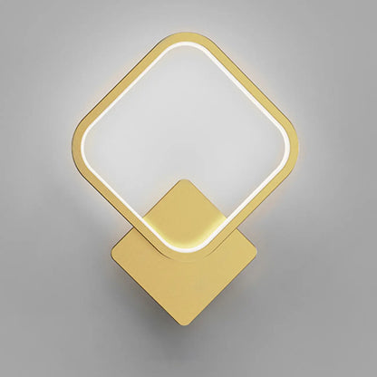 Applique murale carrée moderne à LED avec finition laiton pour chambre à coucher