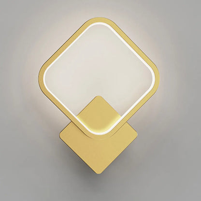 Applique murale carrée moderne à LED avec finition laiton pour chambre à coucher