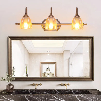 Applique murale géométrique moderne en laiton à 3 lumières pour salle de bain