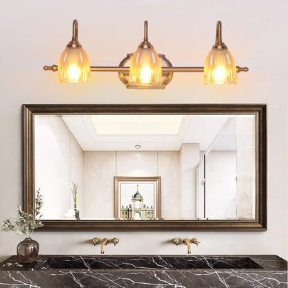 Applique murale géométrique moderne en laiton à 3 lumières pour salle de bain