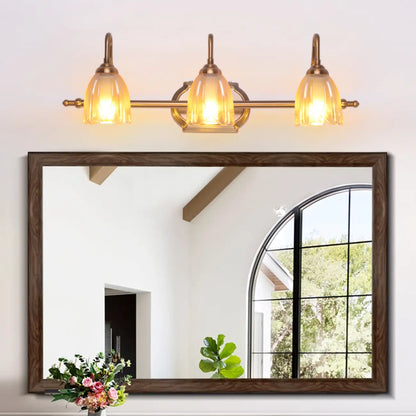 Applique murale géométrique moderne en laiton à 3 lumières pour salle de bain