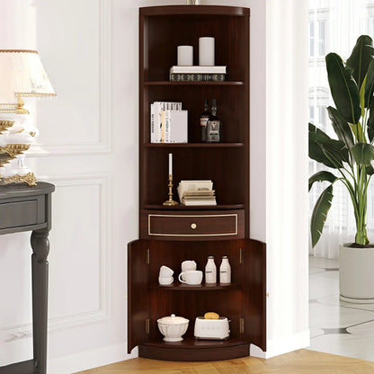 Meuble d'angle en bois gris antique avec accents dorés