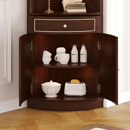 Meuble d'angle en bois gris antique avec accents dorés