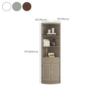 Meuble d'angle en bois gris antique avec accents dorés