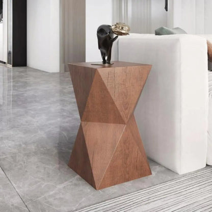 Table d'appoint moderne en bois en forme de tambour avec plateau rabattable pour salon