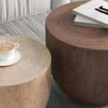 Table d'appoint moderne en bois en forme de tambour avec plateau rabattable pour salon