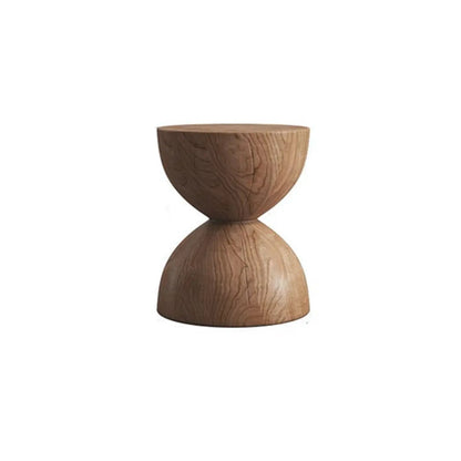 Table d'appoint moderne en bois en forme de tambour avec plateau rabattable pour salon