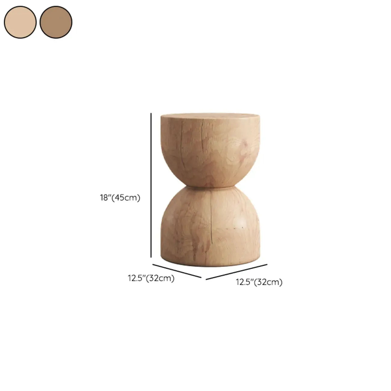 Table d'appoint moderne en bois en forme de tambour avec plateau rabattable pour salon