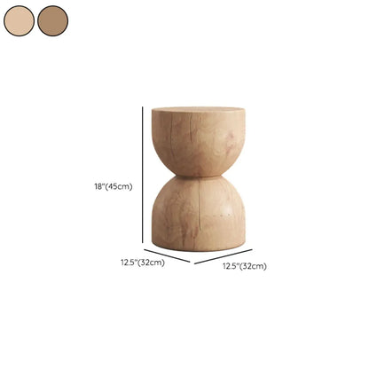 Table d'appoint moderne en bois en forme de tambour avec plateau rabattable pour salon