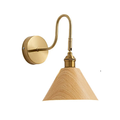 Applique murale moderne Mini Cone avec abat-jour en noyer