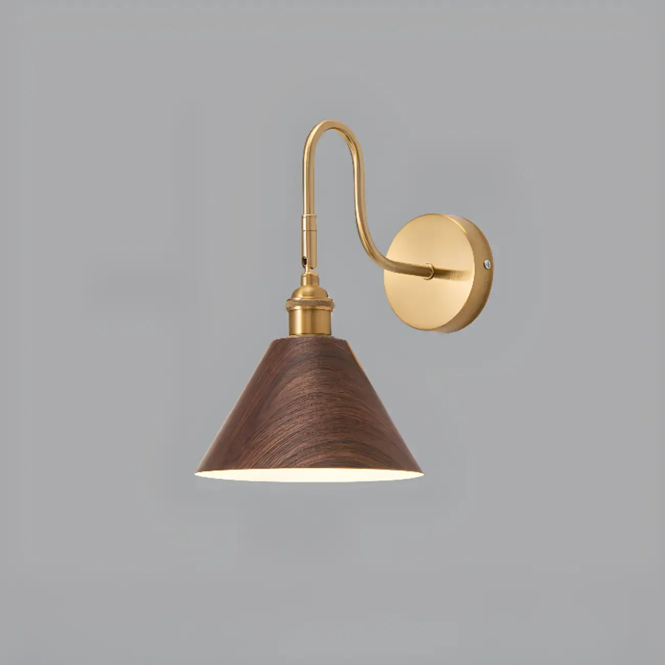 Applique murale moderne Mini Cone avec abat-jour en noyer