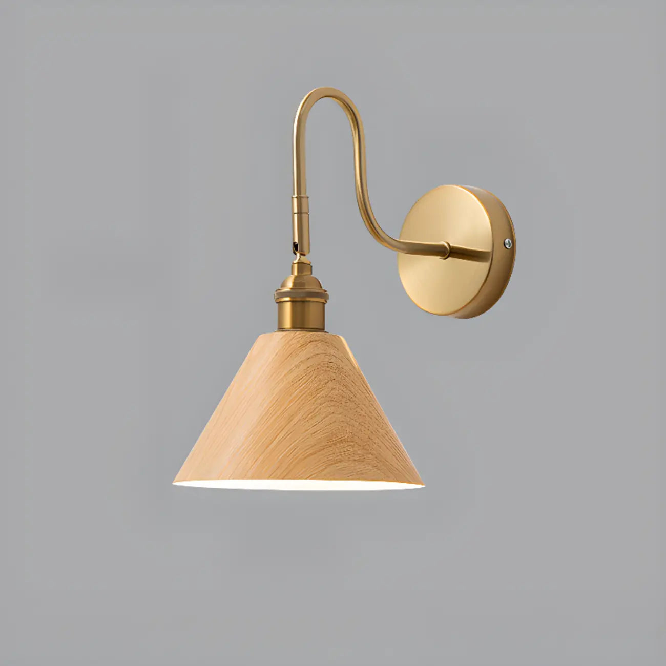 Applique murale moderne Mini Cone avec abat-jour en noyer