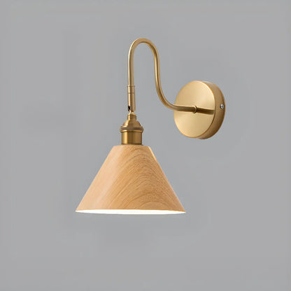 Applique murale moderne Mini Cone avec abat-jour en noyer