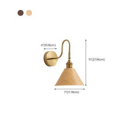 Applique murale moderne Mini Cone avec abat-jour en noyer