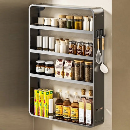 Étagères de rangement murales de cuisine en métal réglables avec crochets