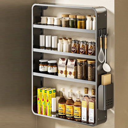 Étagères de rangement murales de cuisine en métal réglables avec crochets