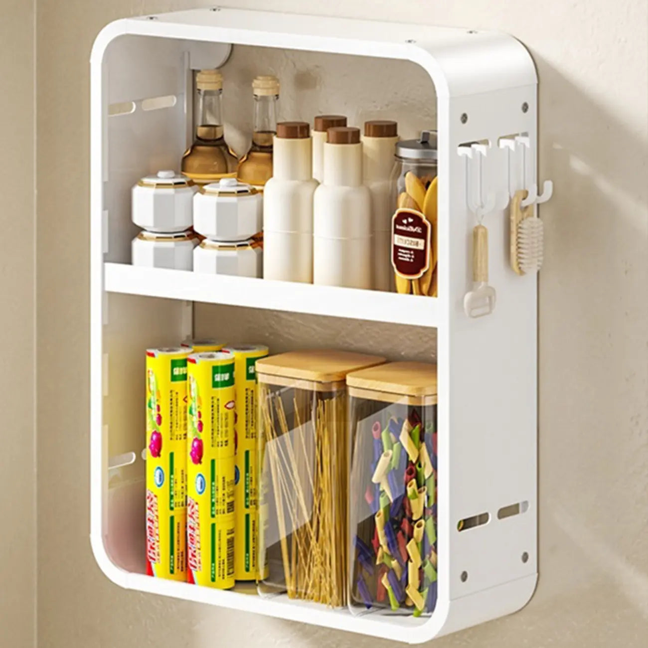 Étagères de rangement murales de cuisine en métal réglables avec crochets