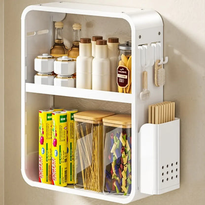 Étagères de rangement murales de cuisine en métal réglables avec crochets