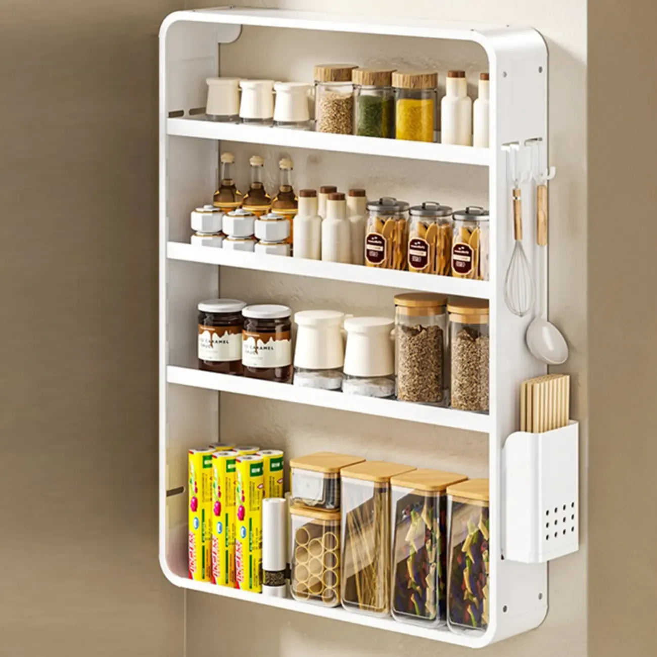 Étagères de rangement murales de cuisine en métal réglables avec crochets