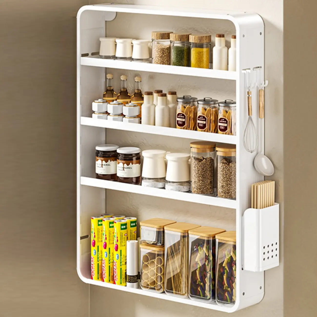 Étagères de rangement murales de cuisine en métal réglables avec crochets