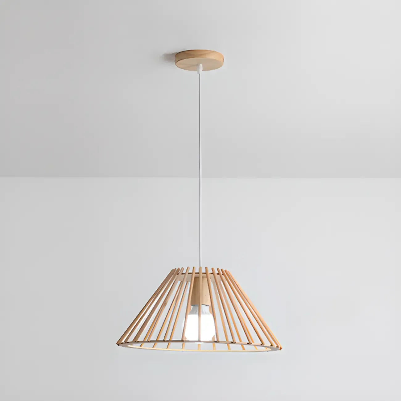 Suspension géométrique moderne en bois à 2 lumières pour salle à manger