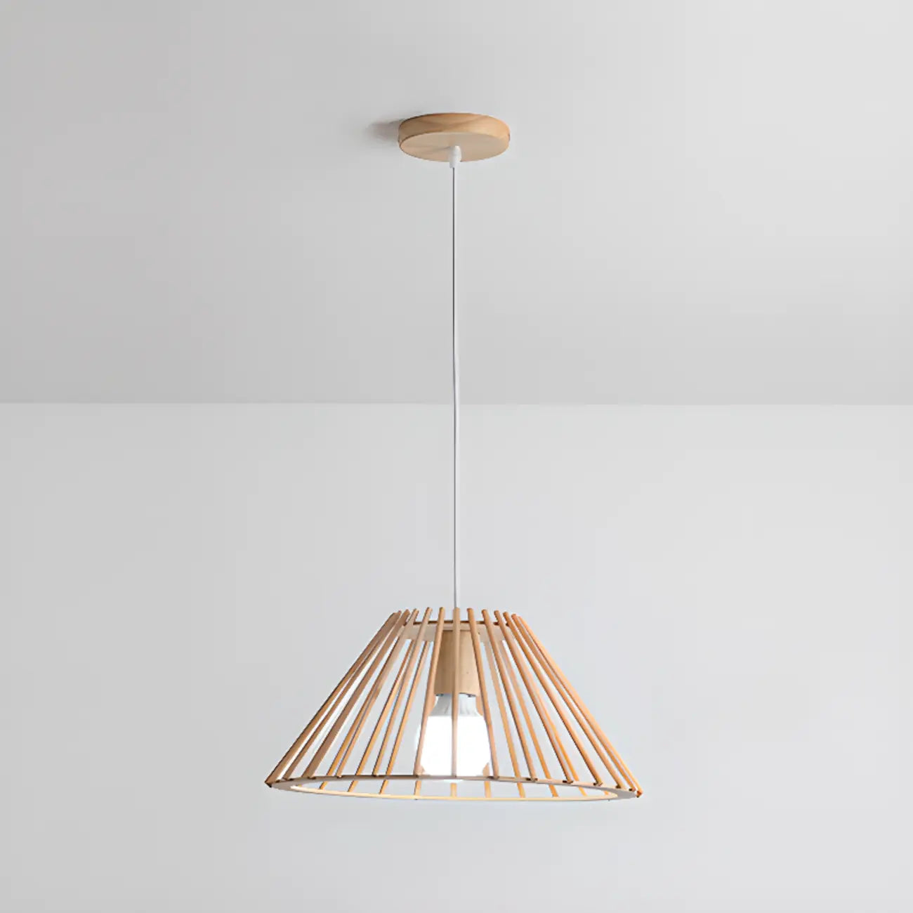 Suspension géométrique moderne en bois à 2 lumières pour salle à manger