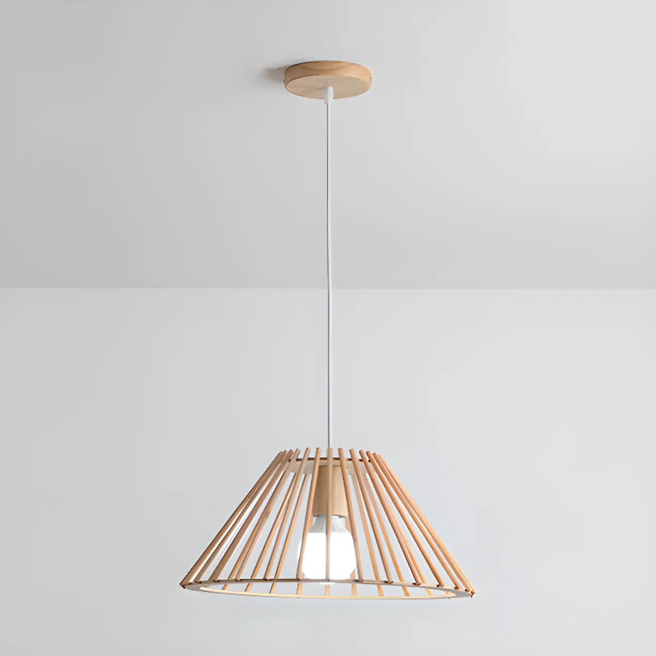 Suspension géométrique moderne en bois à 2 lumières pour salle à manger