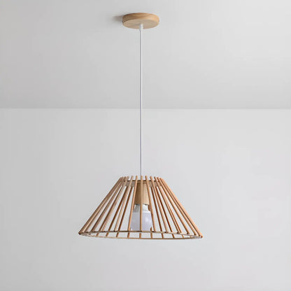 Suspension géométrique moderne en bois à 2 lumières pour salle à manger