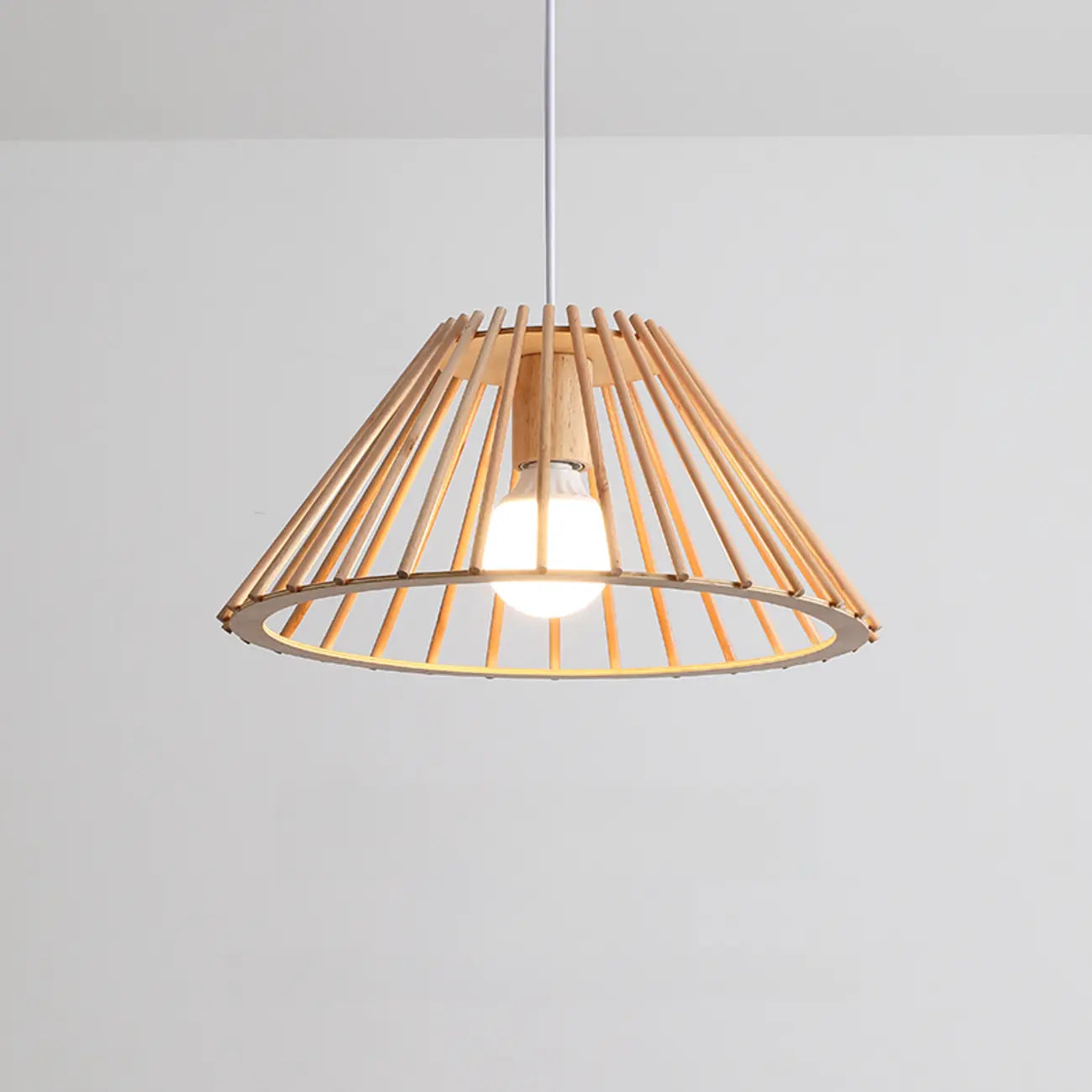 Suspension géométrique moderne en bois à 2 lumières pour salle à manger