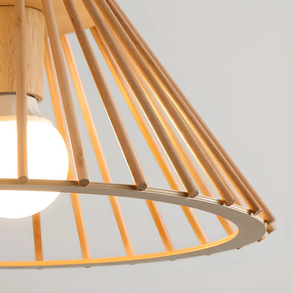 Suspension géométrique moderne en bois à 2 lumières pour salle à manger