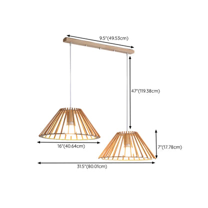 Suspension géométrique moderne en bois à 2 lumières pour salle à manger