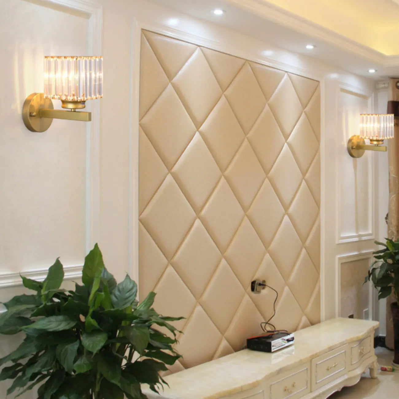 Applique murale géométrique en cristal à LED pour l'éclairage du salon