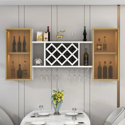 Casier à vin mural moderne avec rangement pour verres et bouteilles