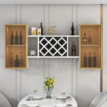 Casier à vin mural moderne avec rangement pour verres et bouteilles