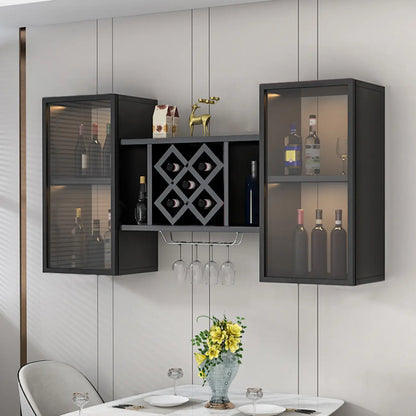 Casier à vin mural moderne avec rangement pour verres et bouteilles