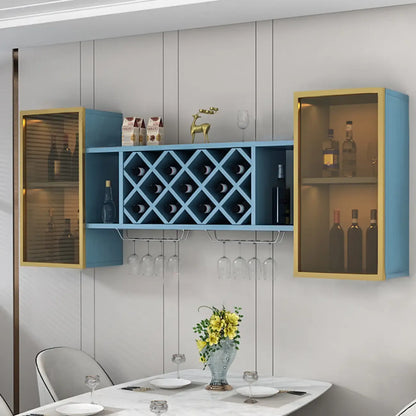 Casier à vin mural moderne avec rangement pour verres et bouteilles