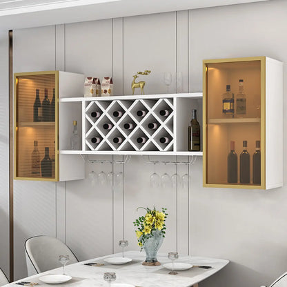 Casier à vin mural moderne avec rangement pour verres et bouteilles