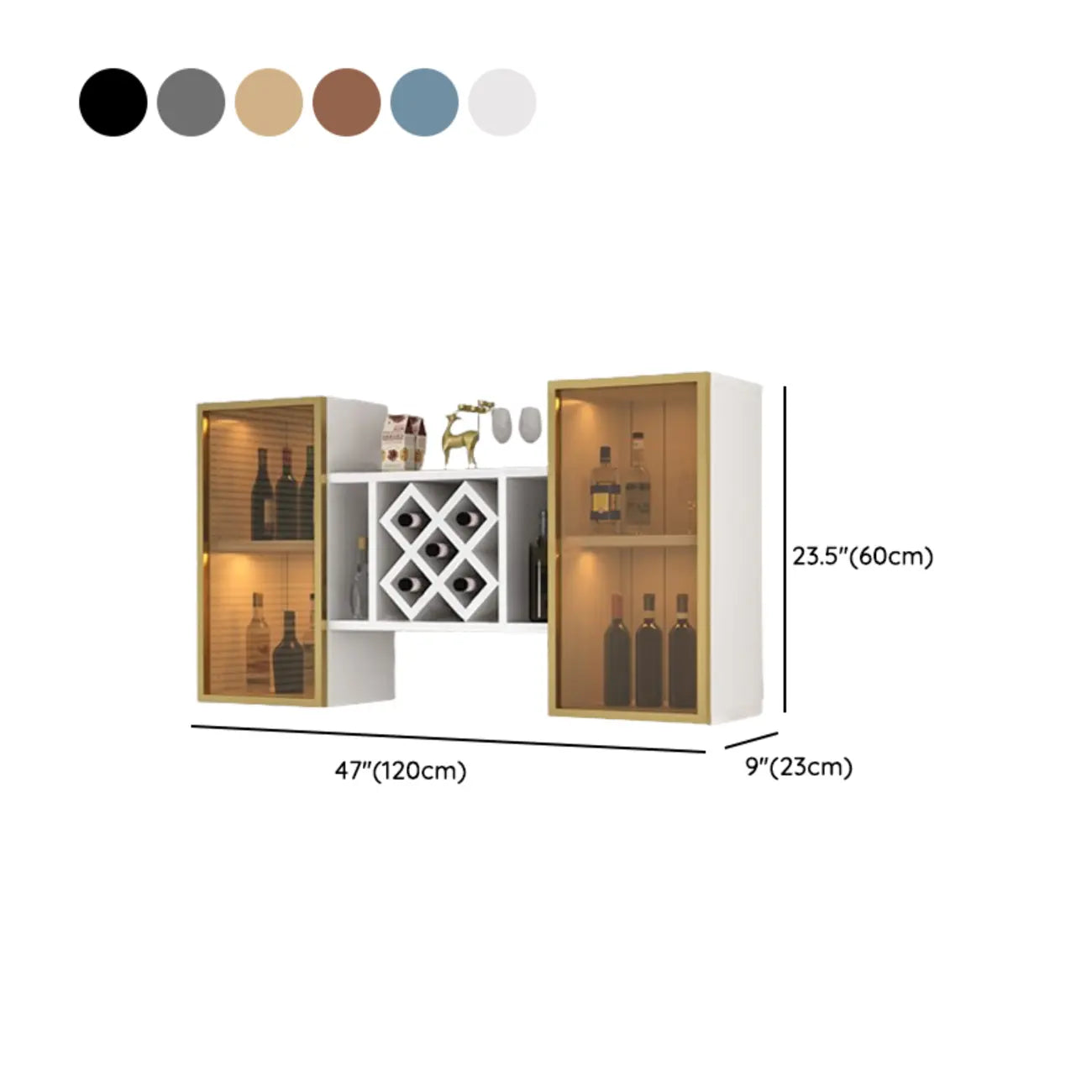 Casier à vin mural moderne avec rangement pour verres et bouteilles