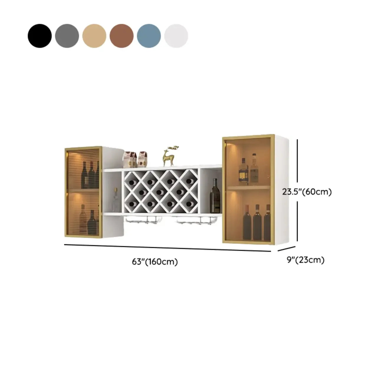 Casier à vin mural moderne avec rangement pour verres et bouteilles