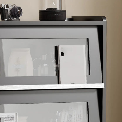 Vitrine moderne en bois noir avec verre inversé