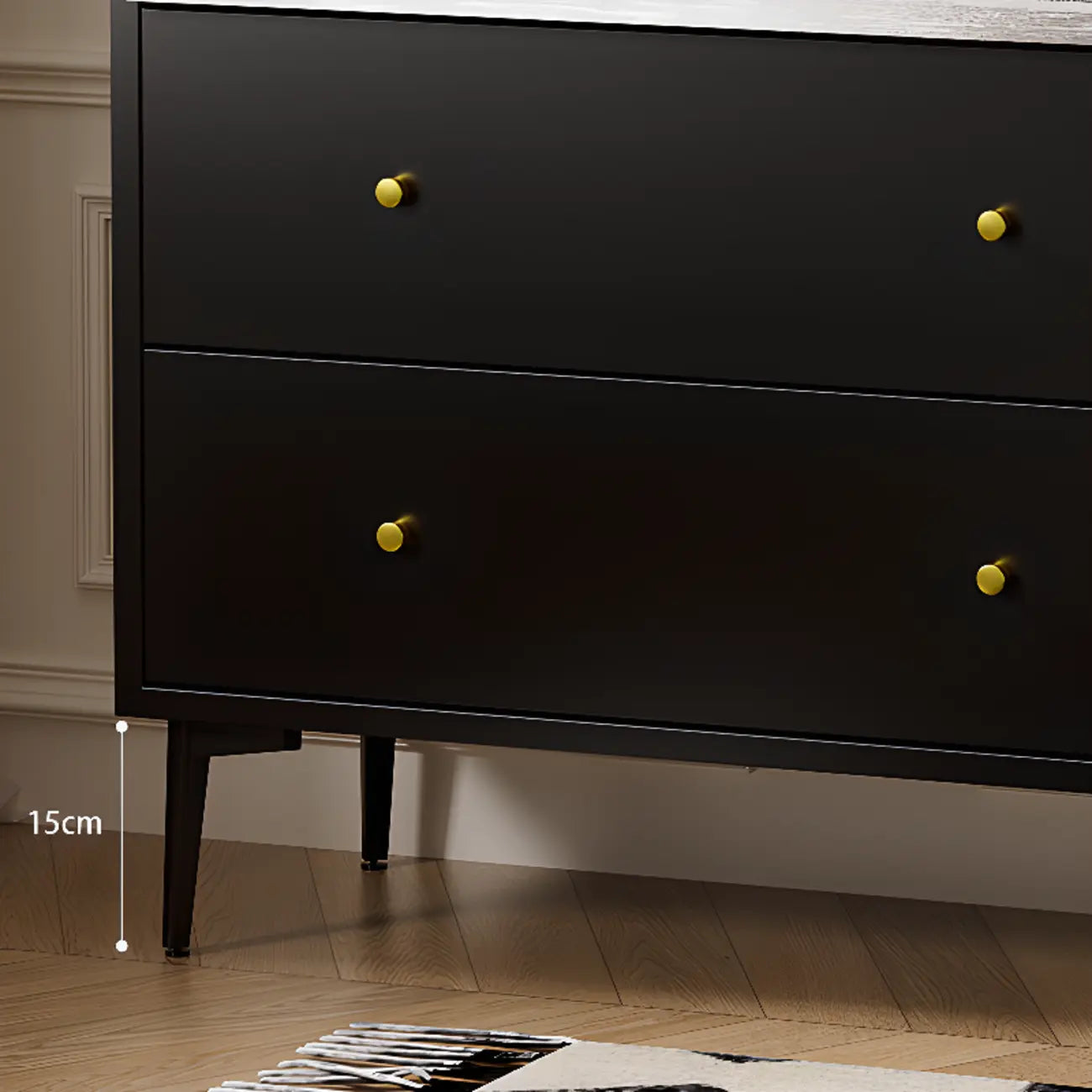 Vitrine moderne en bois noir avec verre inversé