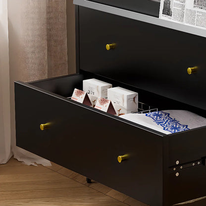 Vitrine moderne en bois noir avec verre inversé