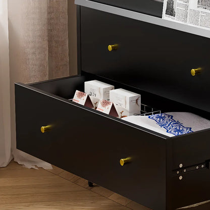 Vitrine moderne en bois noir avec verre inversé